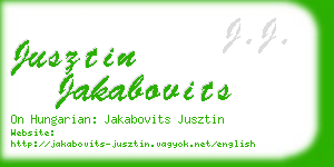 jusztin jakabovits business card